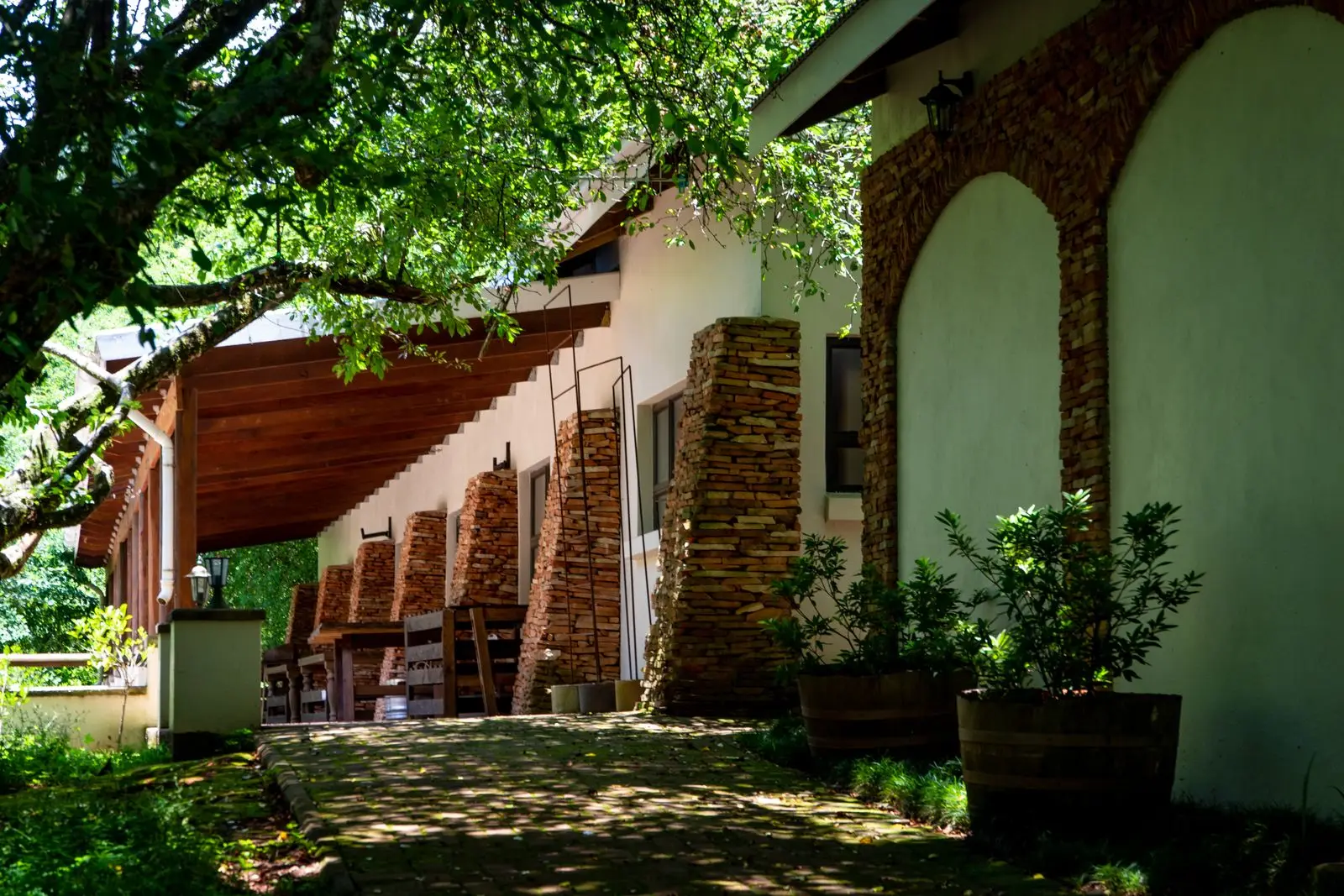 The brick loggia on the garden front