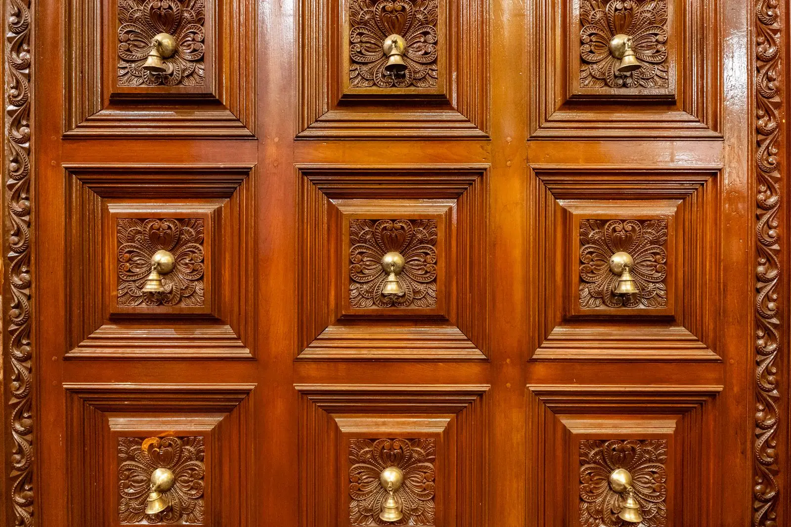 Aged brass panelling with a warm patina